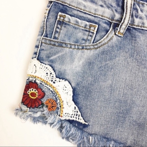 Festival Cutoff Denim With Floral Embroidery - Picture 3 of 5